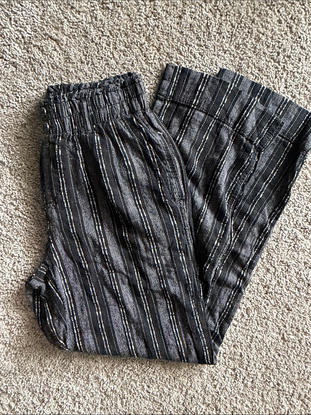 Striped Casual Straight-Leg Pants - Black & Gray